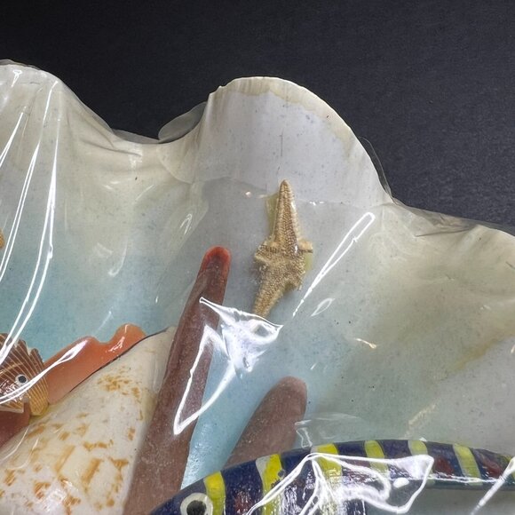 Vintage Decorative Hand-Crafted Seashell Aquatic Marine Fish Art Scene 3.75 x 6" - Picture 8 of 8